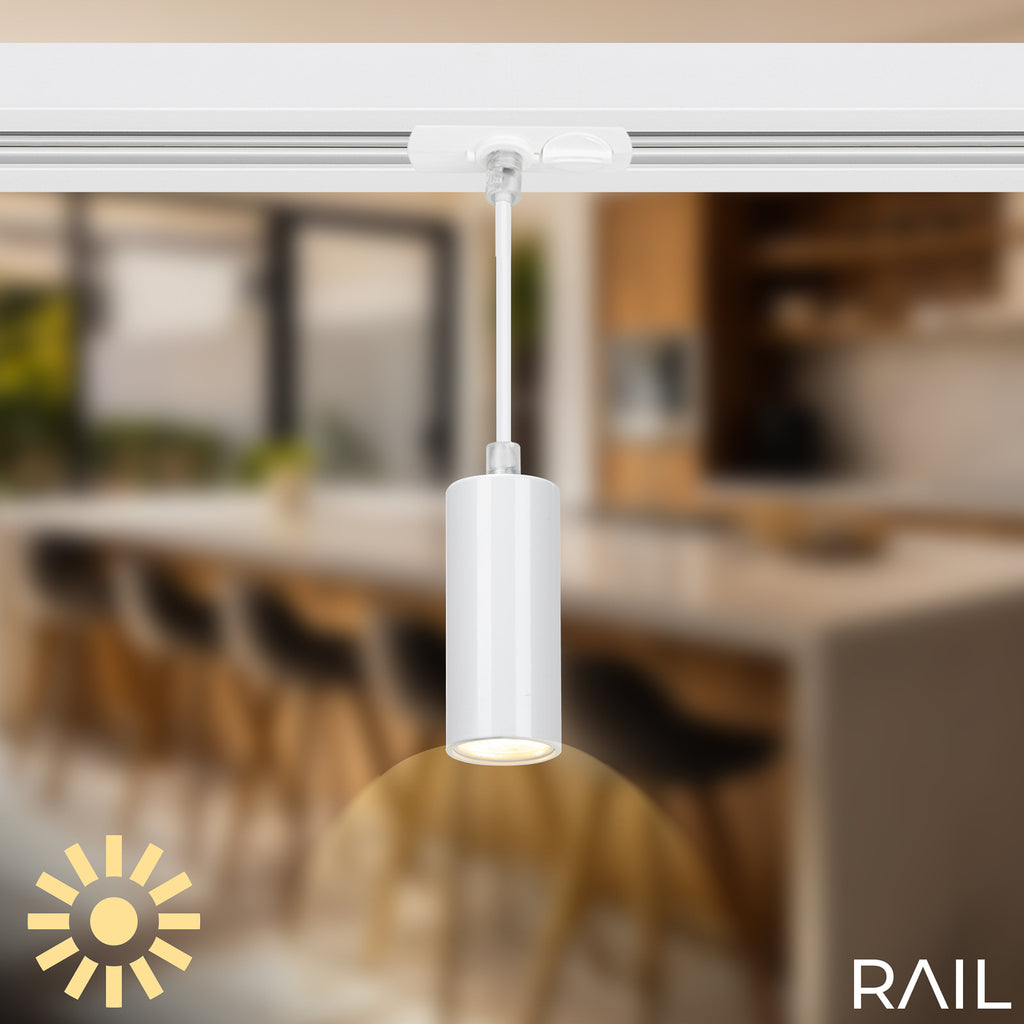 LED skinnesystem 4 pendellamper hvit 150 cm dimbar montert
