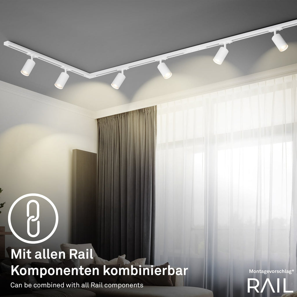 LED skinnesystem 4 pendellamper hvit 150 cm dimbar nærbilde
