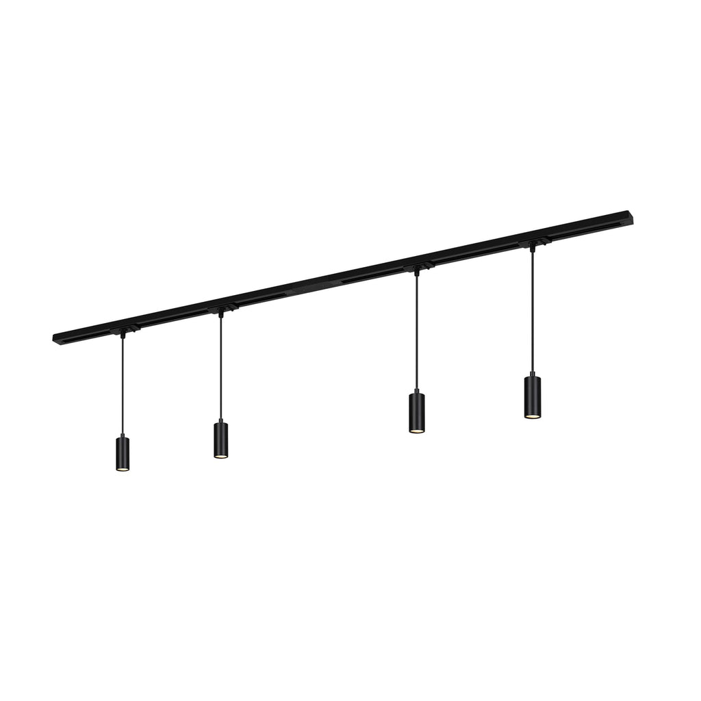 LED skinnesystem 4 pendellamper svart 150 cm dimbar forfra