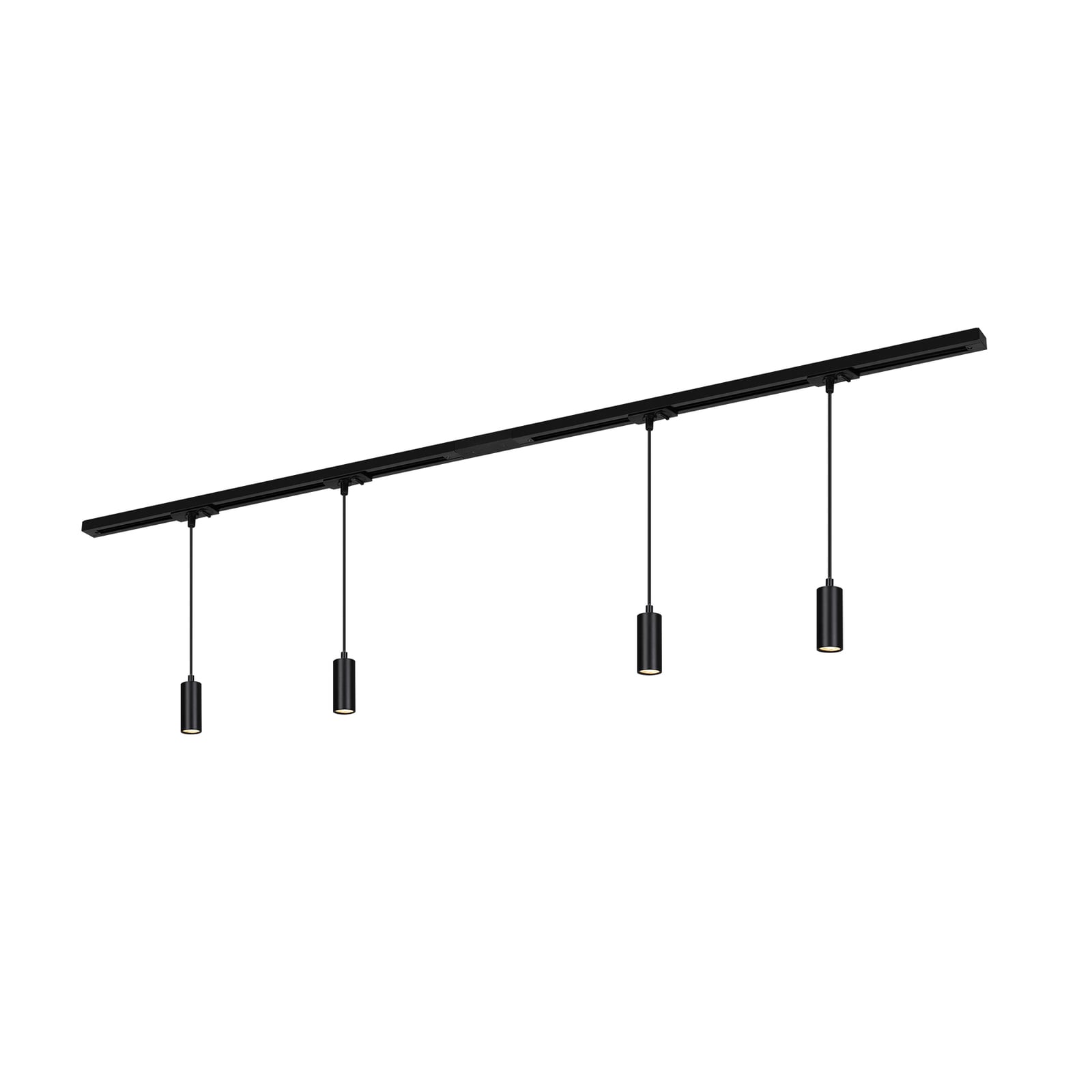 LED skinnesystem 4 pendellamper svart 150 cm dimbar forfra
