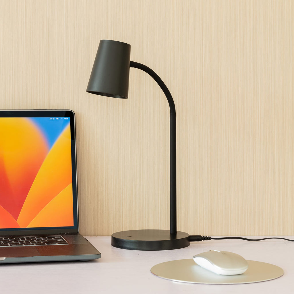 LED skrivebordslampe Ailina dimbar svart 36 cm bakside