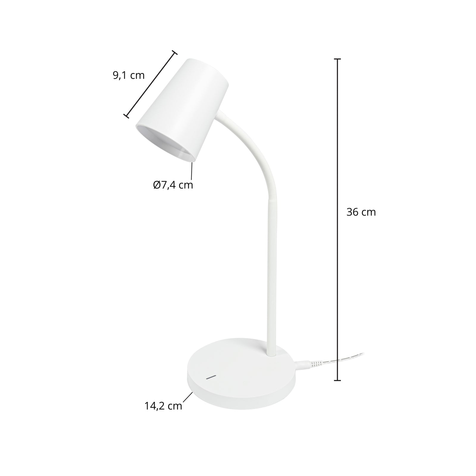 LED skrivebordslampe Ailina hvit dimbar 36 cm varmhvit montert på skrivebord