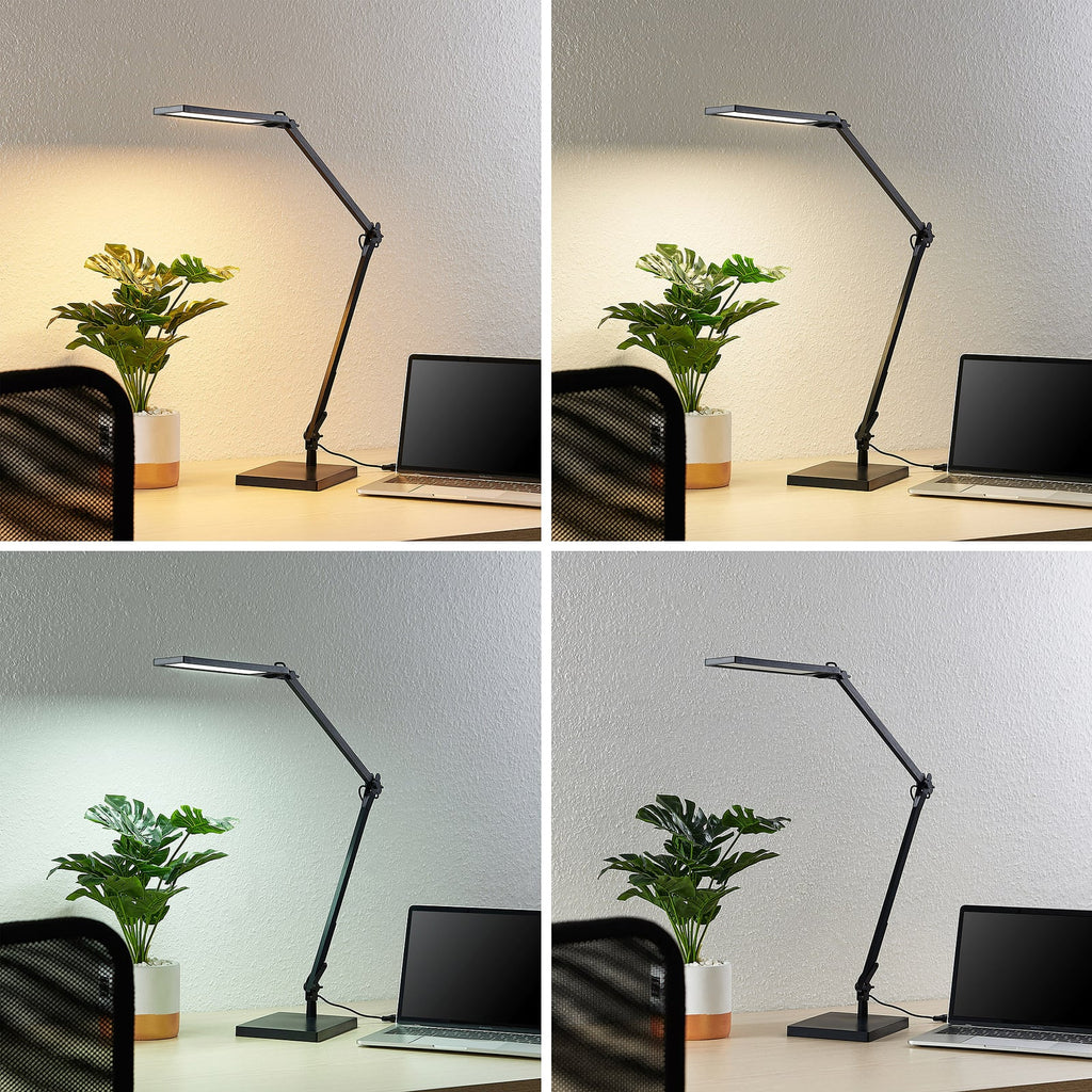 Detalj av LED skrivebordslampe Antisa svart CCT dimbar