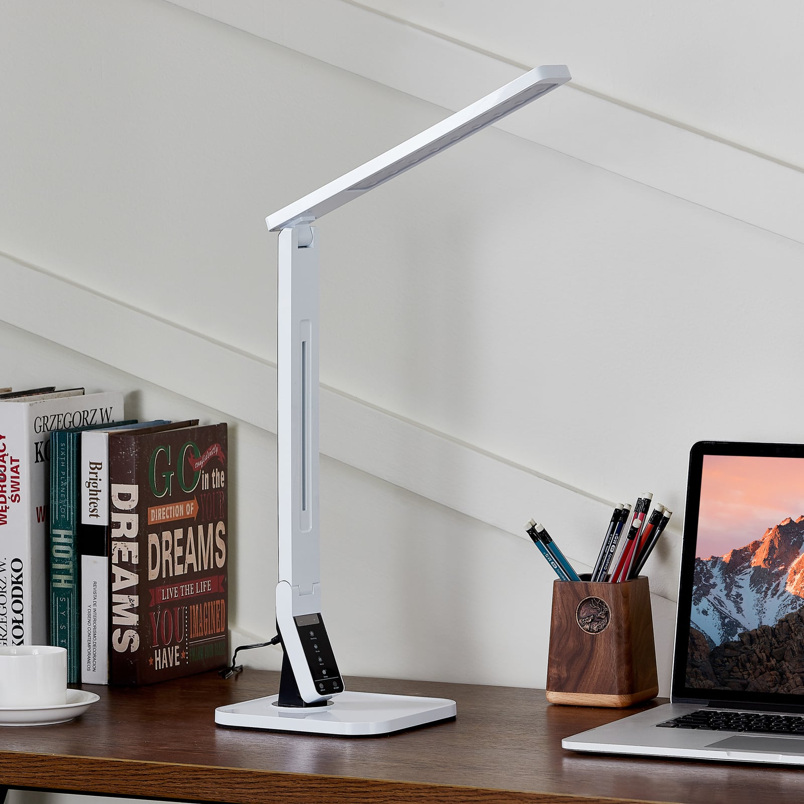 Bakside av LED skrivebordslampe Eleni dimbar hvit CCT 8W