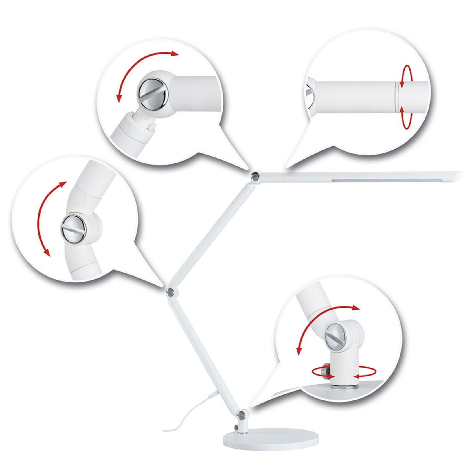 LED skrivebordslampe FlexBar dimbar CCT hvit 10,6W Paulmann bryter detalj