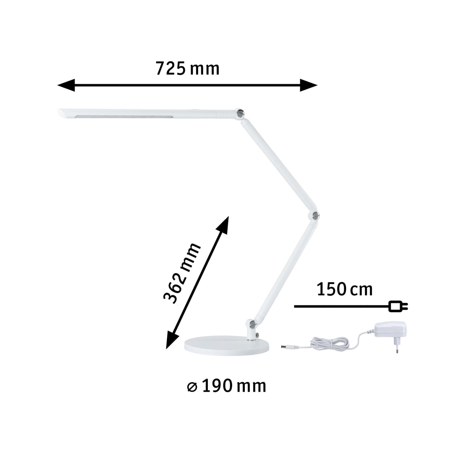 LED skrivebordslampe FlexBar dimbar CCT hvit 10,6W Paulmann lampe påslått