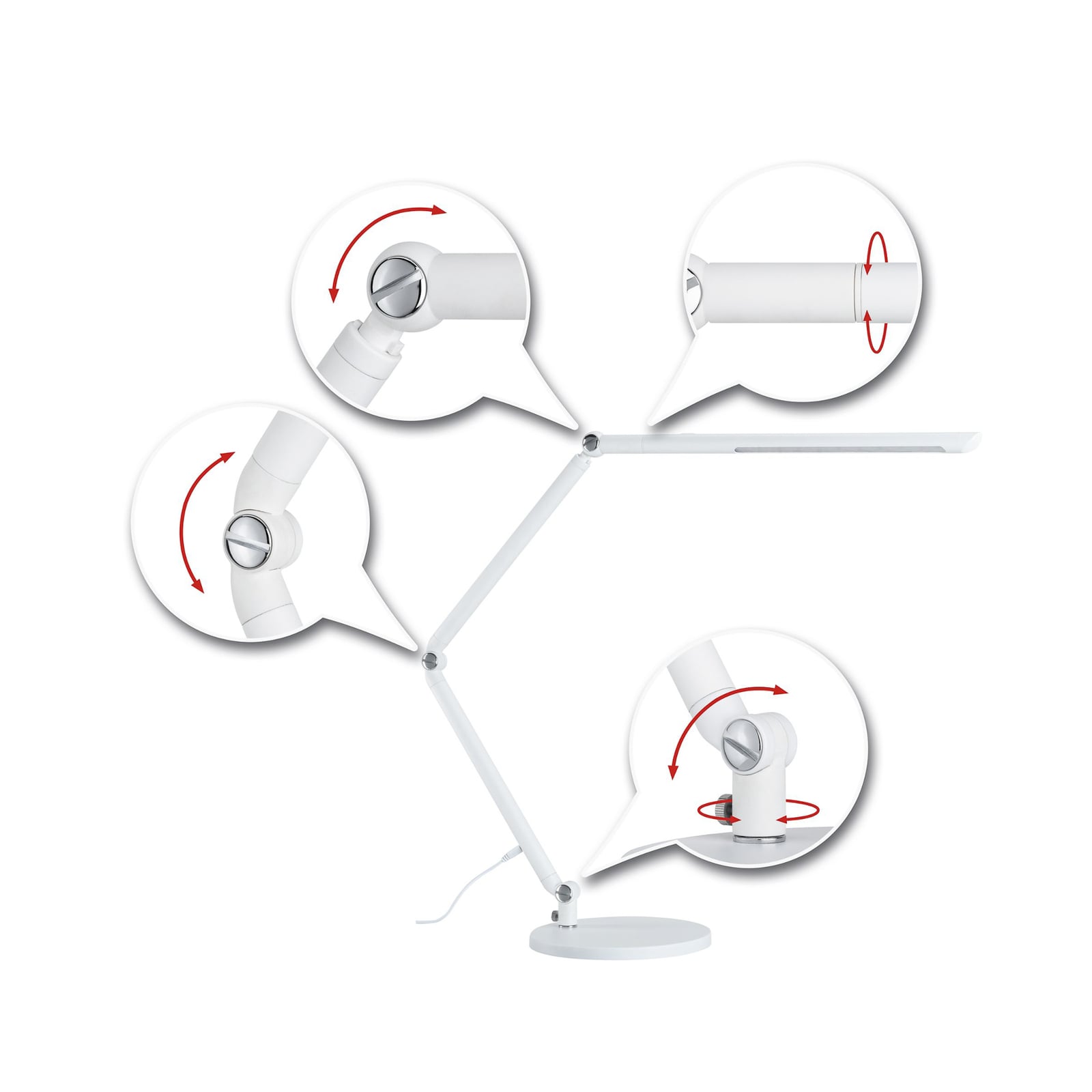 LED skrivebordslampe FlexBar dimbar CCT hvit 10,6W Paulmann sideprofil