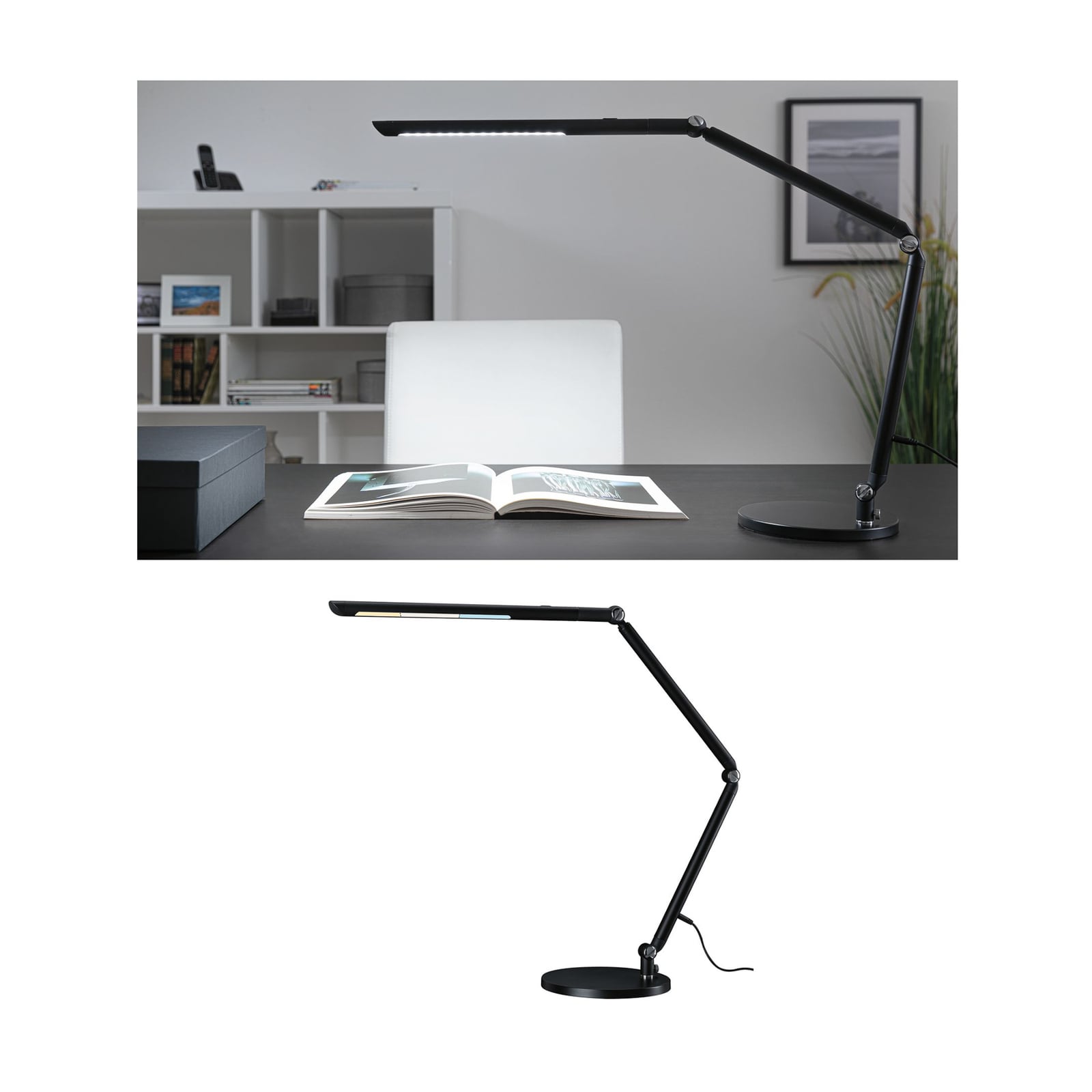 LED skrivebordslampe FlexBar dimbar svart CCT 10,6W - Paulmann forfra