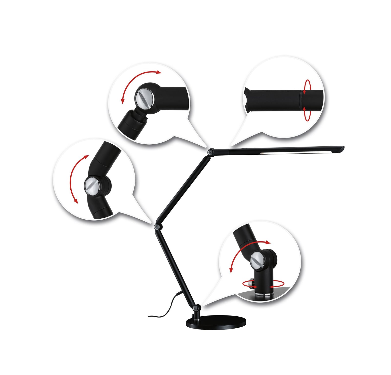 LED skrivebordslampe FlexBar dimbar svart CCT 10,6W - Paulmann på kontorpult