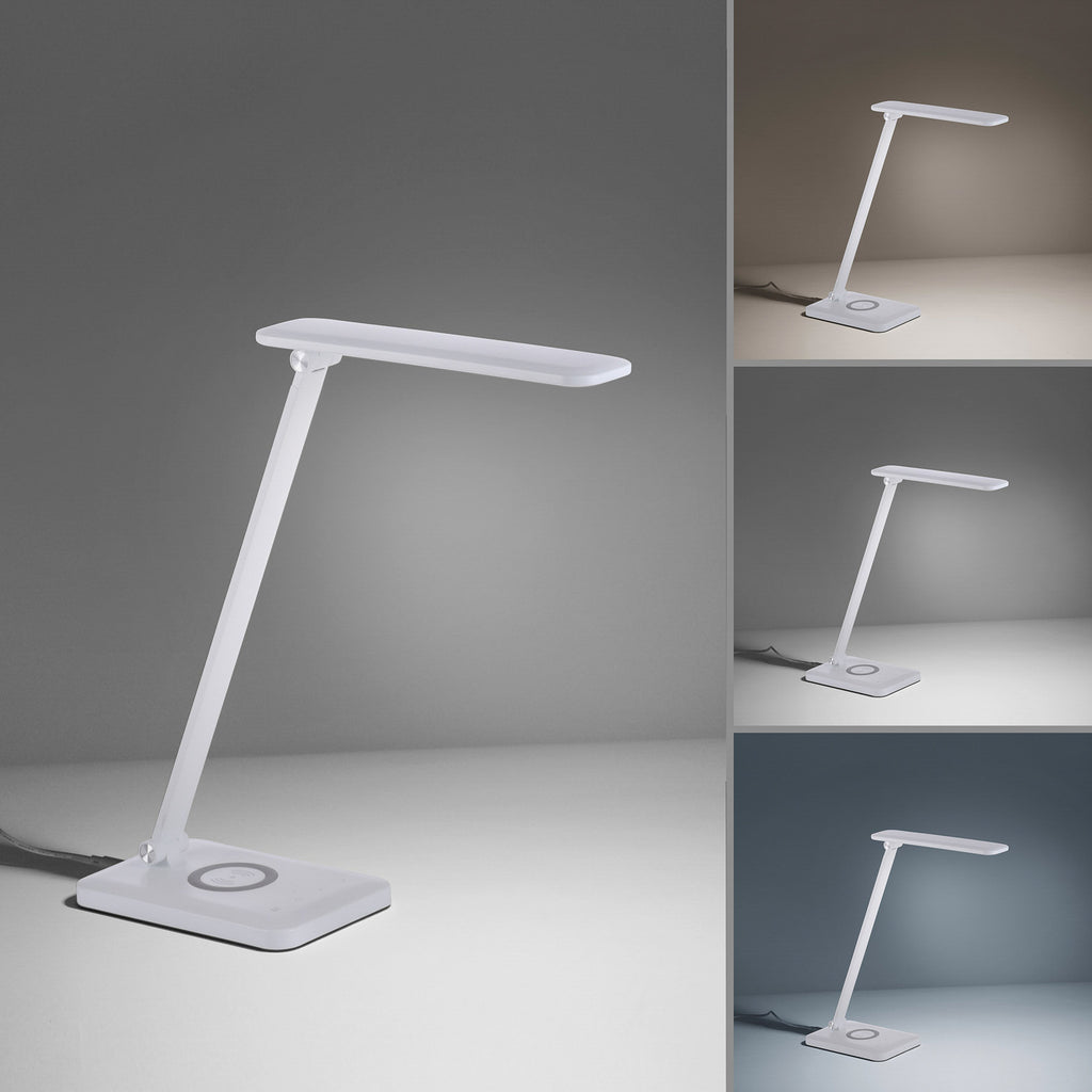 LED skrivebordslampe Florentina med mobil på trådløs lader