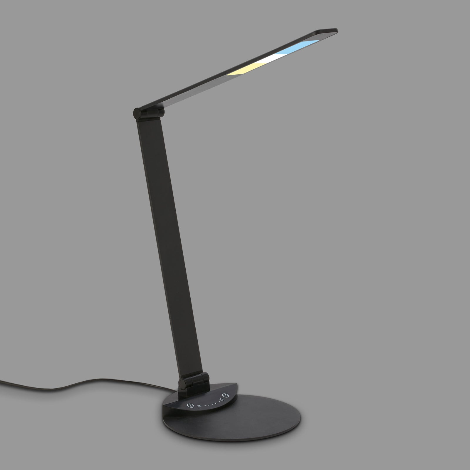 Nærbilde av touchdimmer på LED skrivebordslampe Haiti CCT dimbar svart 83 cm