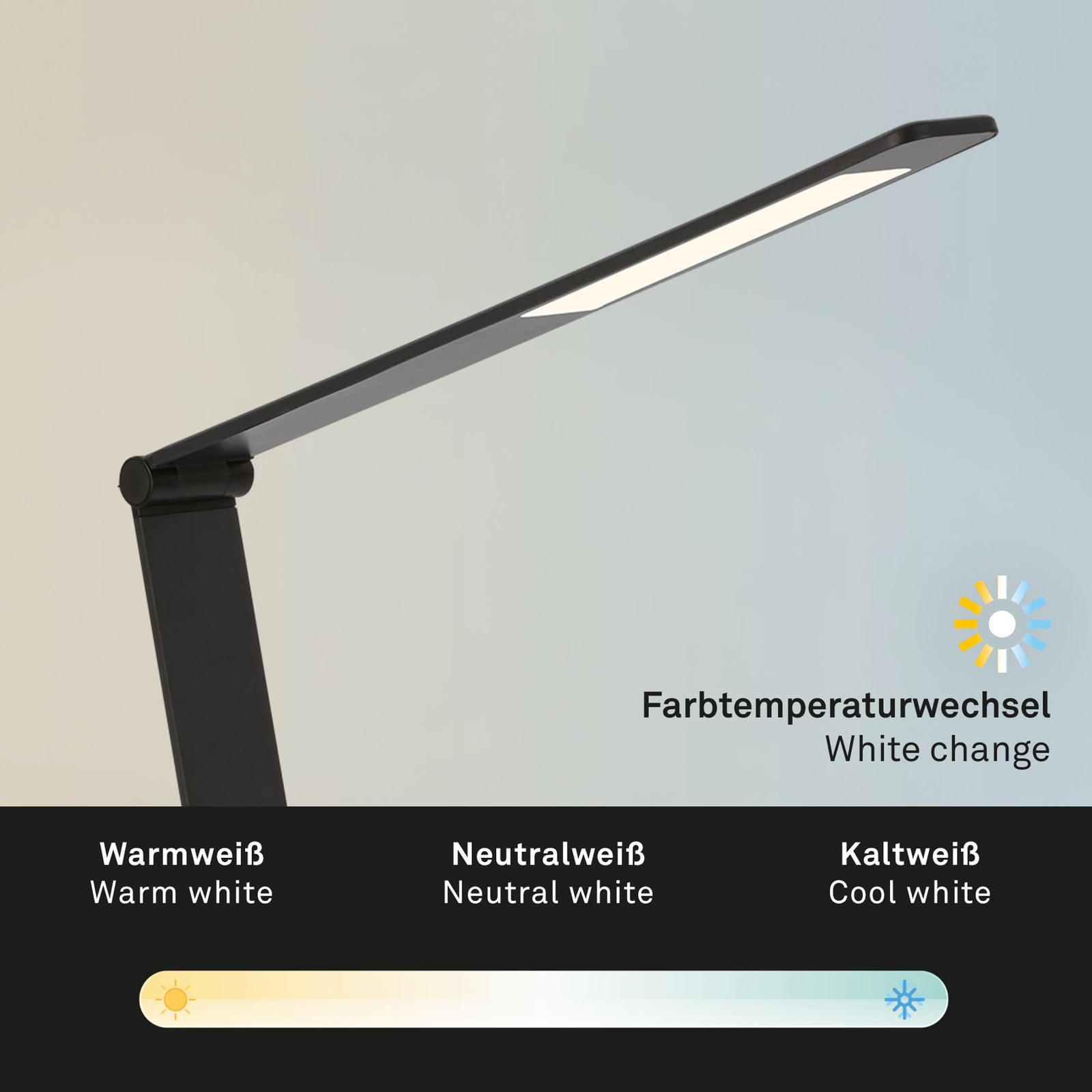 USB-utgang på LED skrivebordslampe Haiti CCT dimbar svart 83 cm