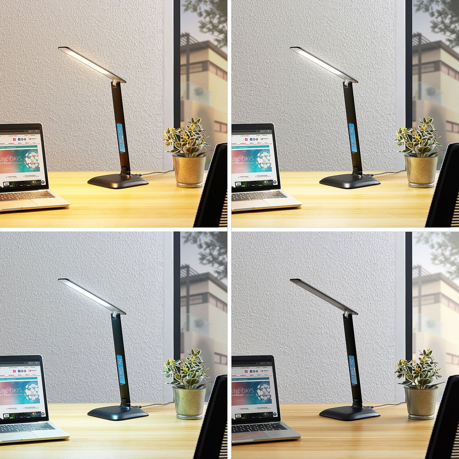 Bakside av LED skrivebordslampe Ludmilla dimbar med display svart