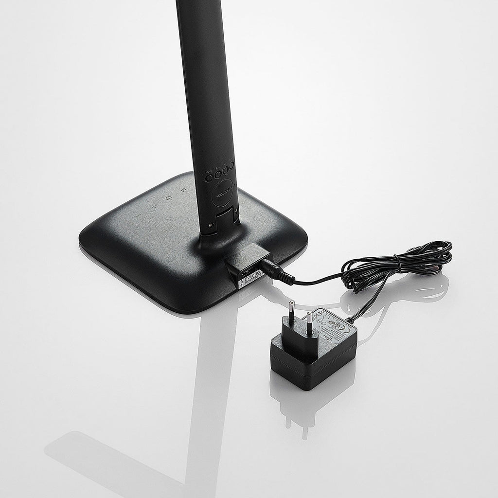LED skrivebordslampe Ludmilla dimbar med display svart med belyst lampehode