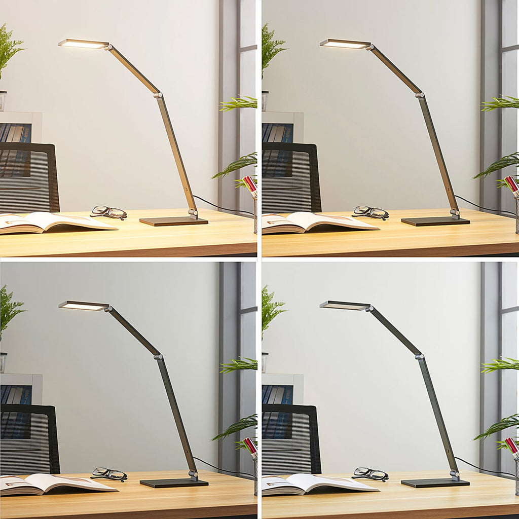 LED skrivebordslampe Mion dimbar aluminium 41 cm 8W montert på skrivebord