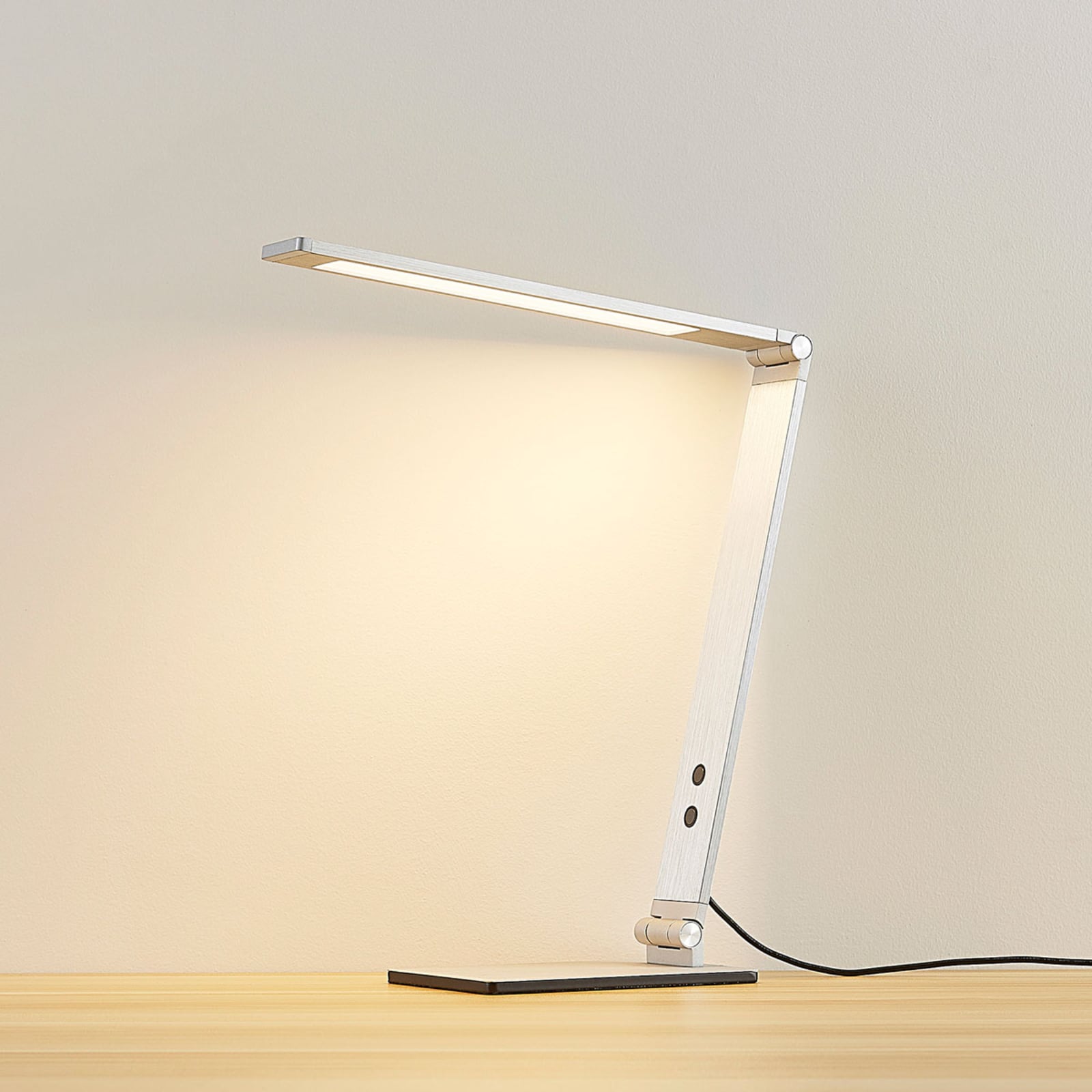 LED skrivebordslampe Nicano grå aluminium dimbar CCT justerbar arm