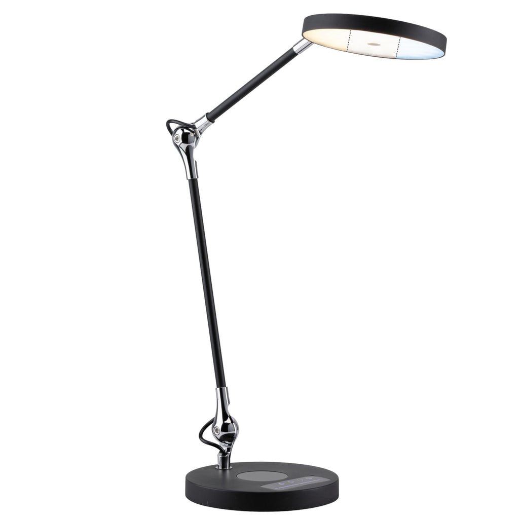 LED skrivebordslampe Numis dimbar CCT med trådløs lading svart med lyskilde