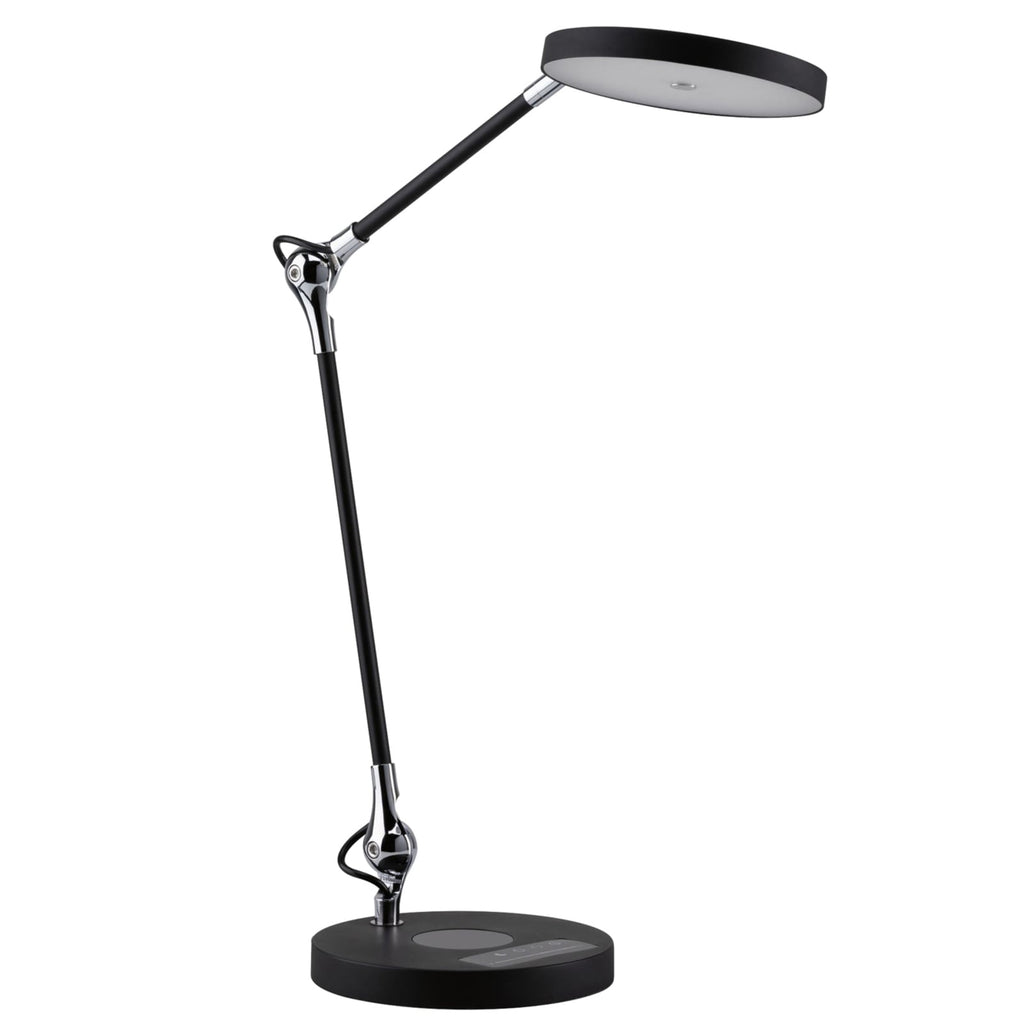 Detalj av LED skrivebordslampe Numis dimbar CCT med trådløs lading svart