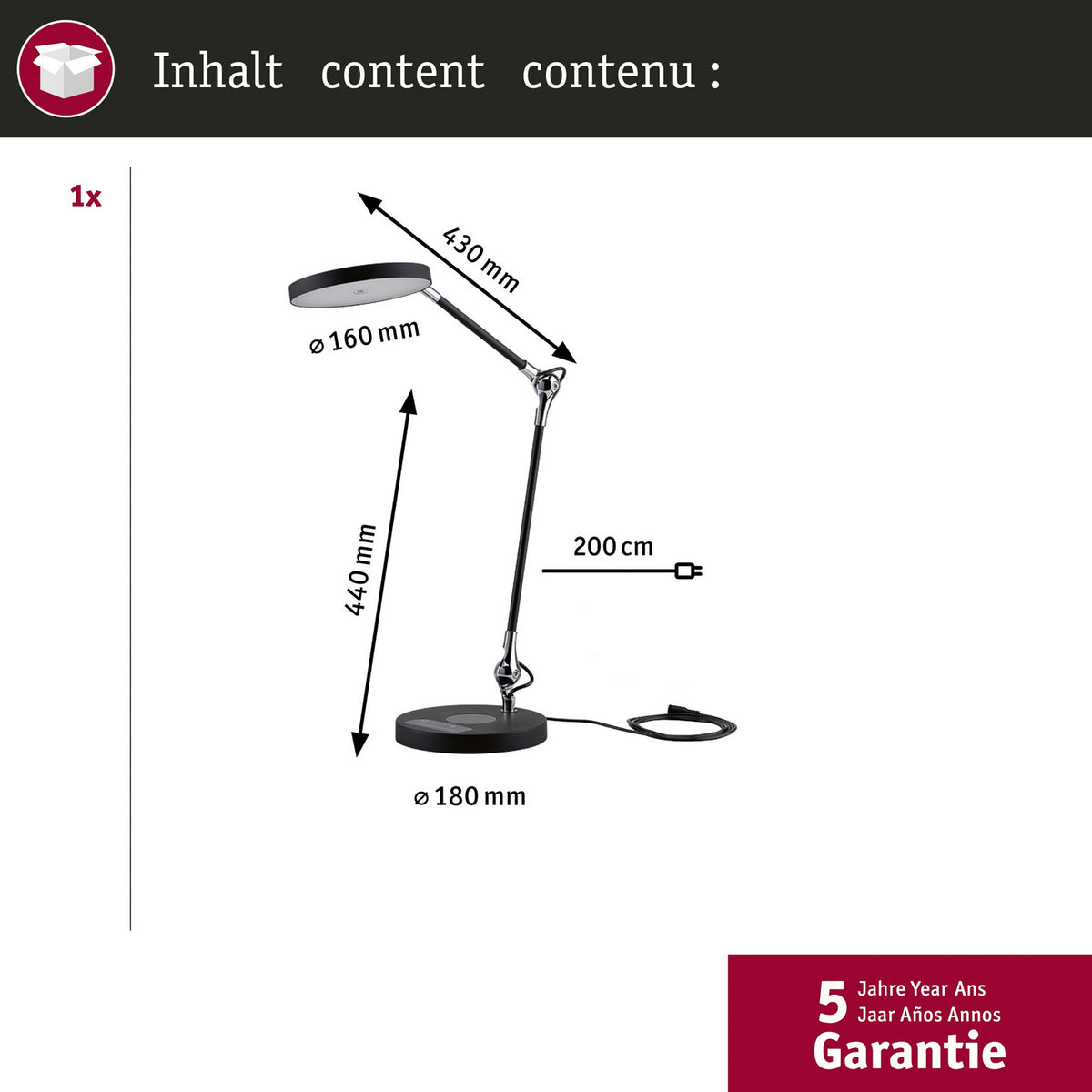 LED skrivebordslampe Numis dimbar CCT svart 11W Paulmann med fleksibel arm
