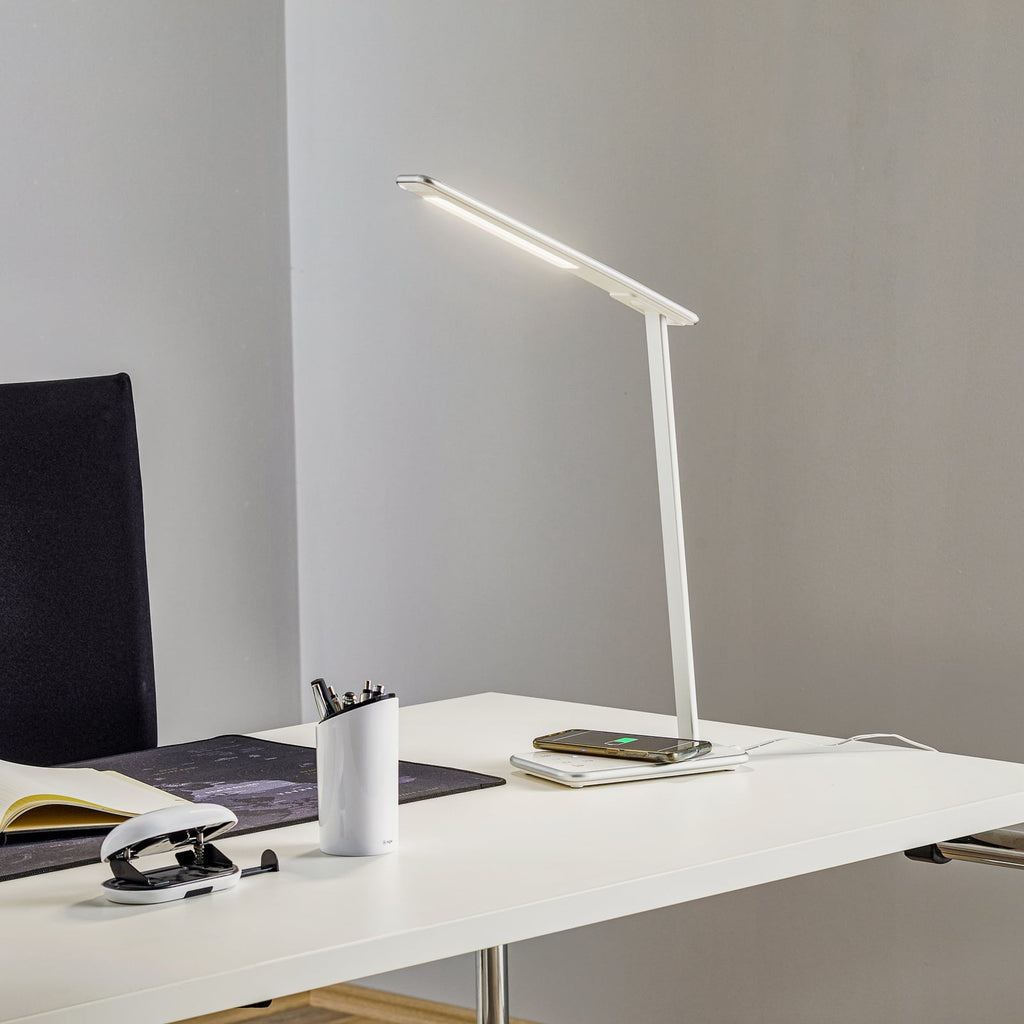LED skrivebordslampe Orbit dimbar induksjonslading sølv - Aluminor bakside