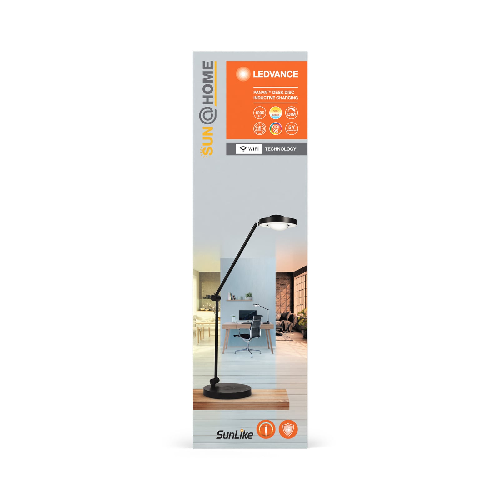 QI-ladestasjon i foten på LED skrivebordslampe Panan Desk Disc dimbar CCT Ra95 svart