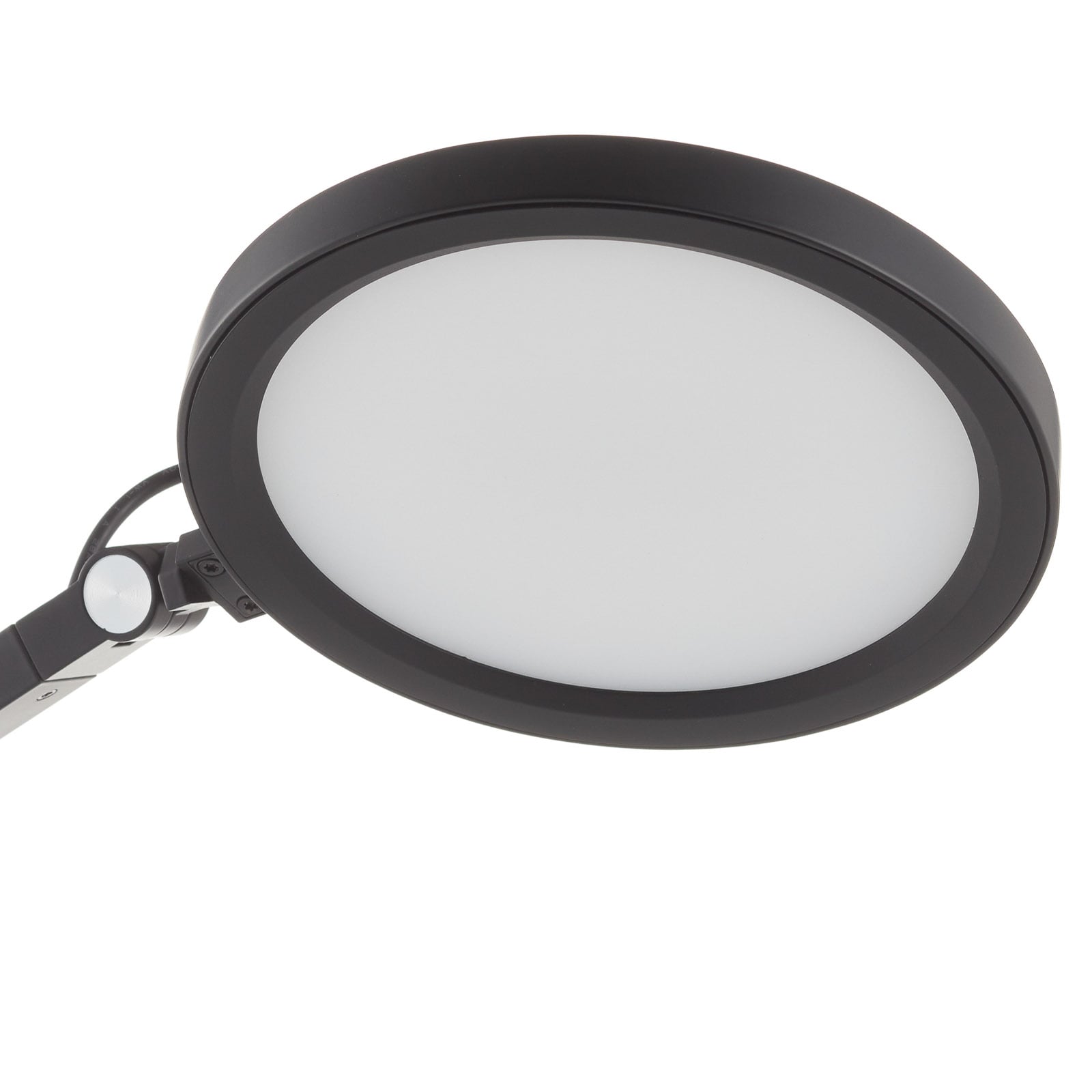 LED skrivebordslampe Regina dimbar svart CCT 80 cm montert på skrivebord