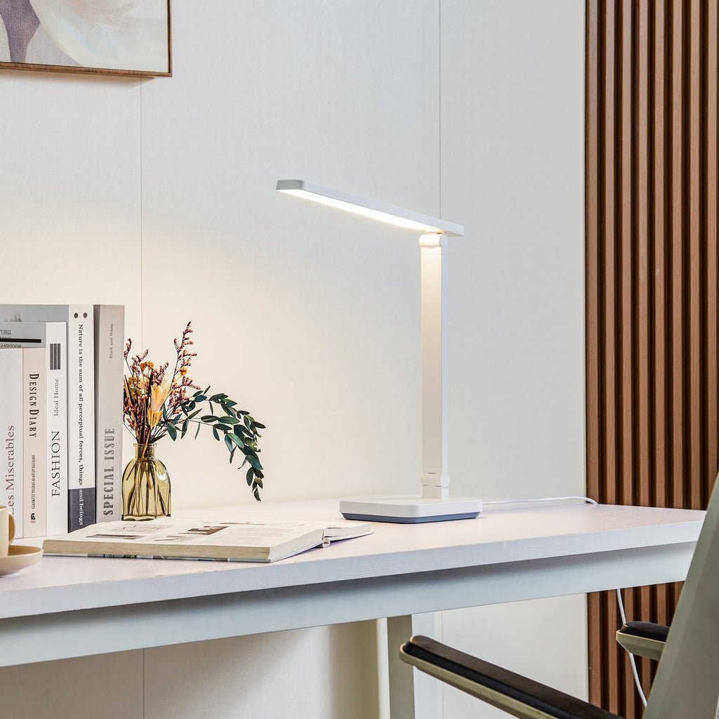 LED skrivebordslampe Rylas hvit CCT dimbar USB forfra