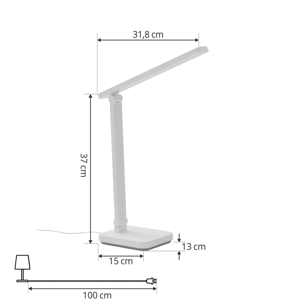 LED skrivebordslampe Rylas hvit CCT dimbar USB nærbilde av lampefot
