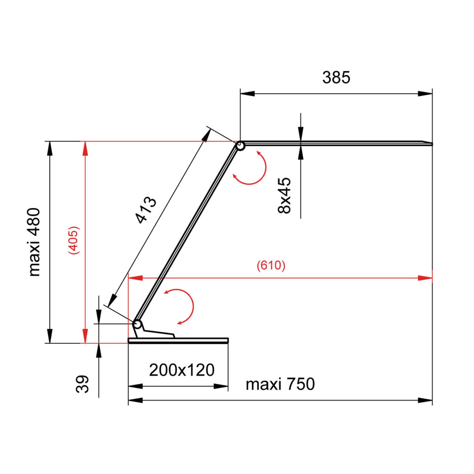 LED skrivebordslampe Starglass dimbar glassfot USB-utgang