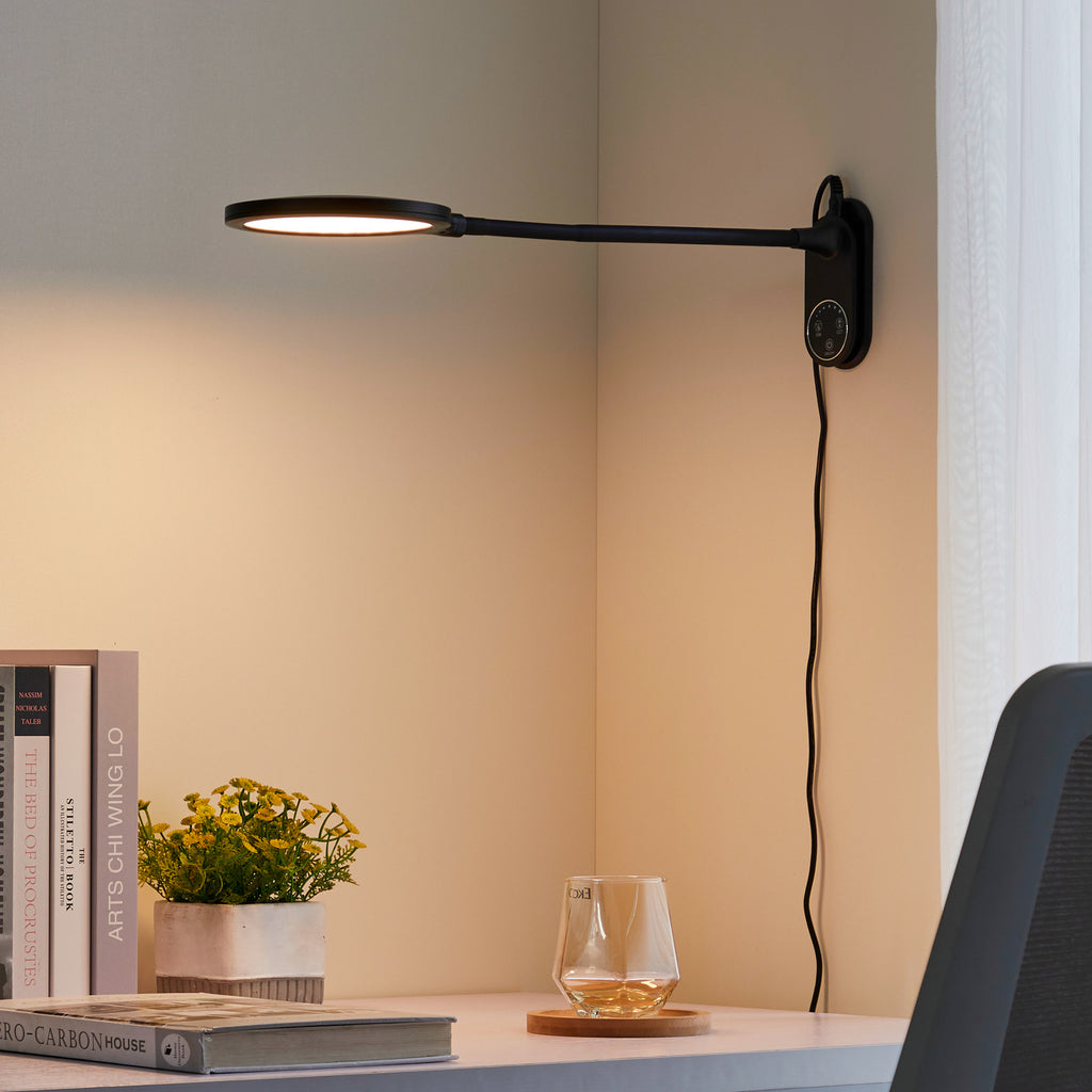 LED skrivebordslampe Valtaria svart CCT dimbar 38 cm bakside