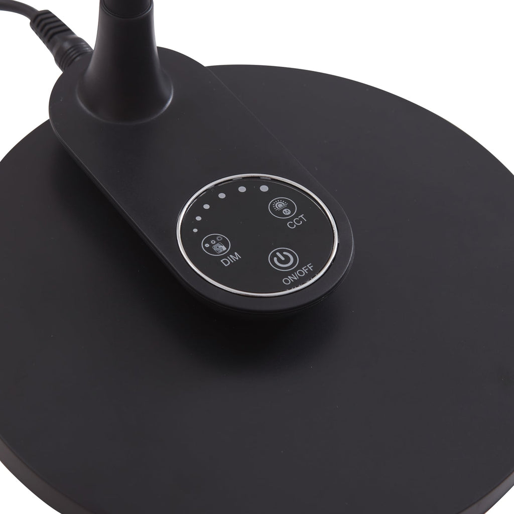LED skrivebordslampe Valtaria svart CCT dimbar 38 cm kabel og plugg