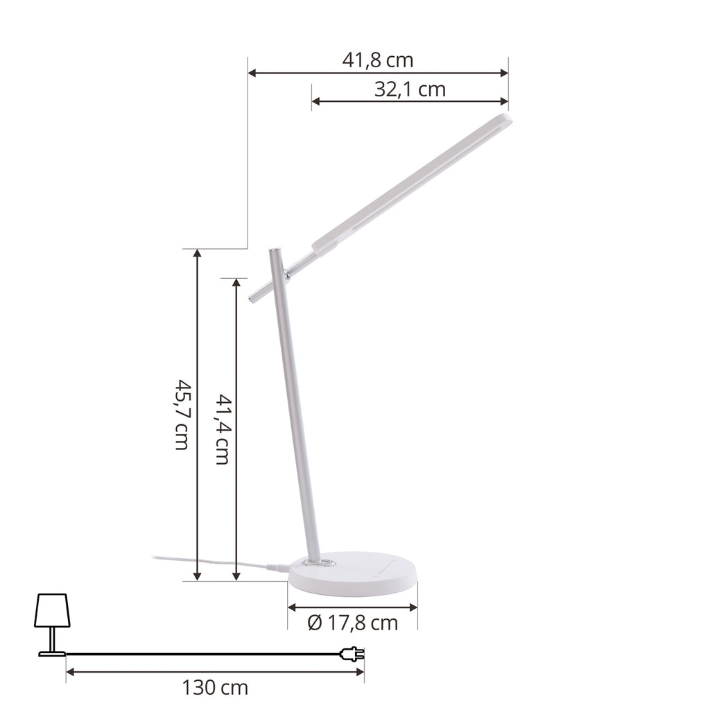LED skrivebordslampe Valtorin dimbar hvit 7,2W 4000K montert på skrivebord