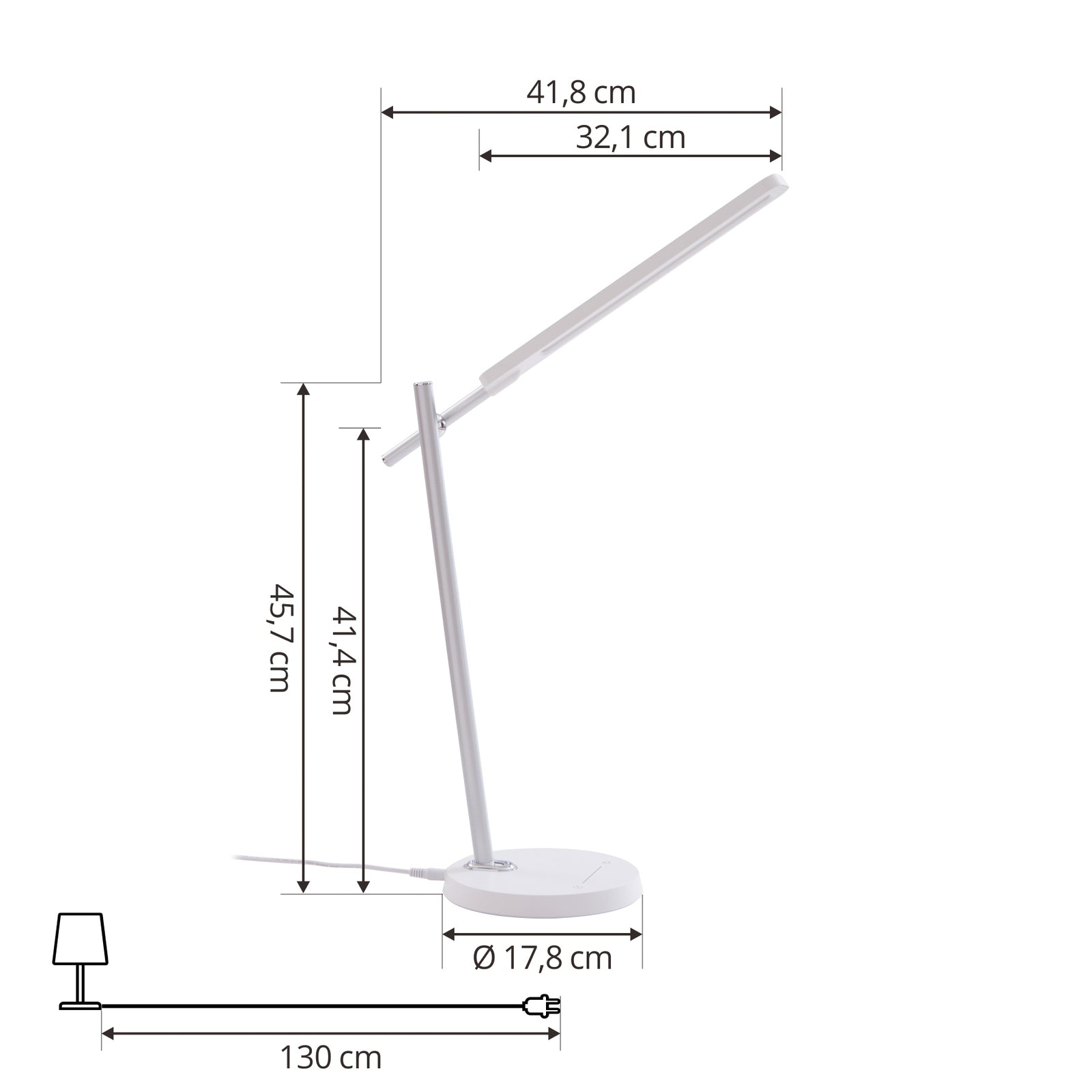 LED skrivebordslampe Valtorin dimbar hvit 7,2W 4000K montert på skrivebord