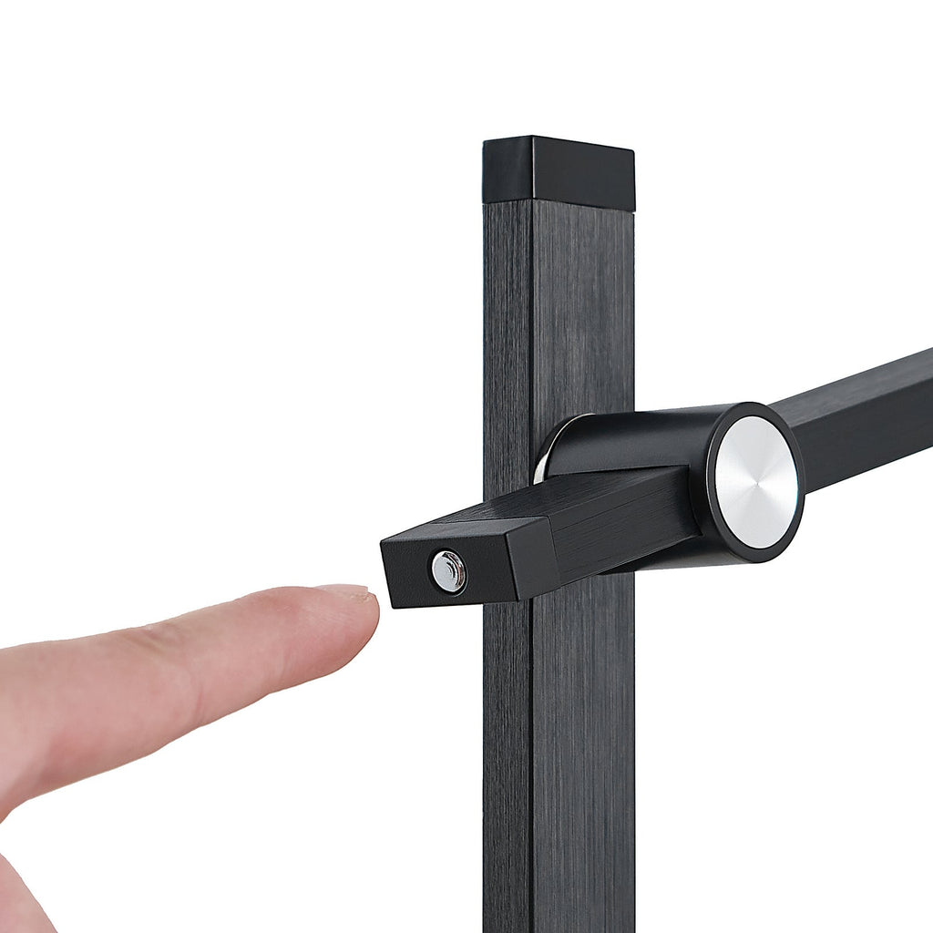 LED skrivebordslampe Wasko dimbar svart metall 8W nærbilde av lampehode