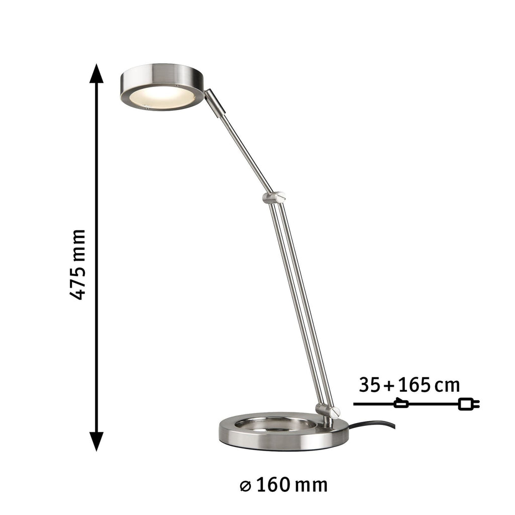 LED skrivebordslampe Zed børstet stål 5W 45 cm detalj