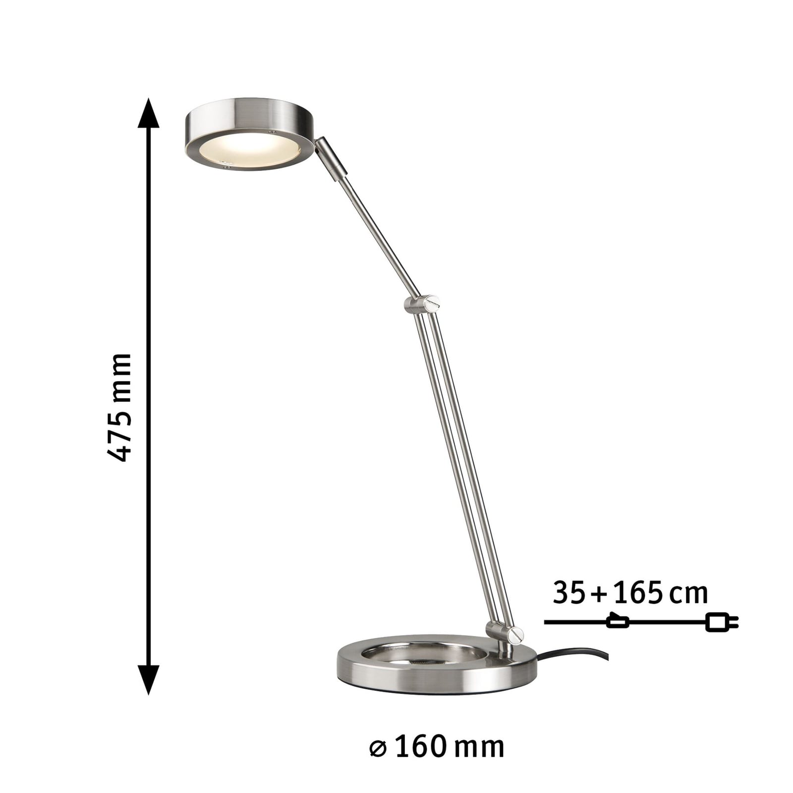 LED skrivebordslampe Zed børstet stål 5W 45 cm detalj