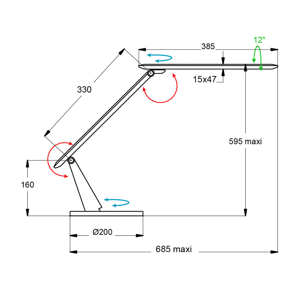LED skrivebordslampe Zig dimbar CCT svart matt 10W montert på skrivebord