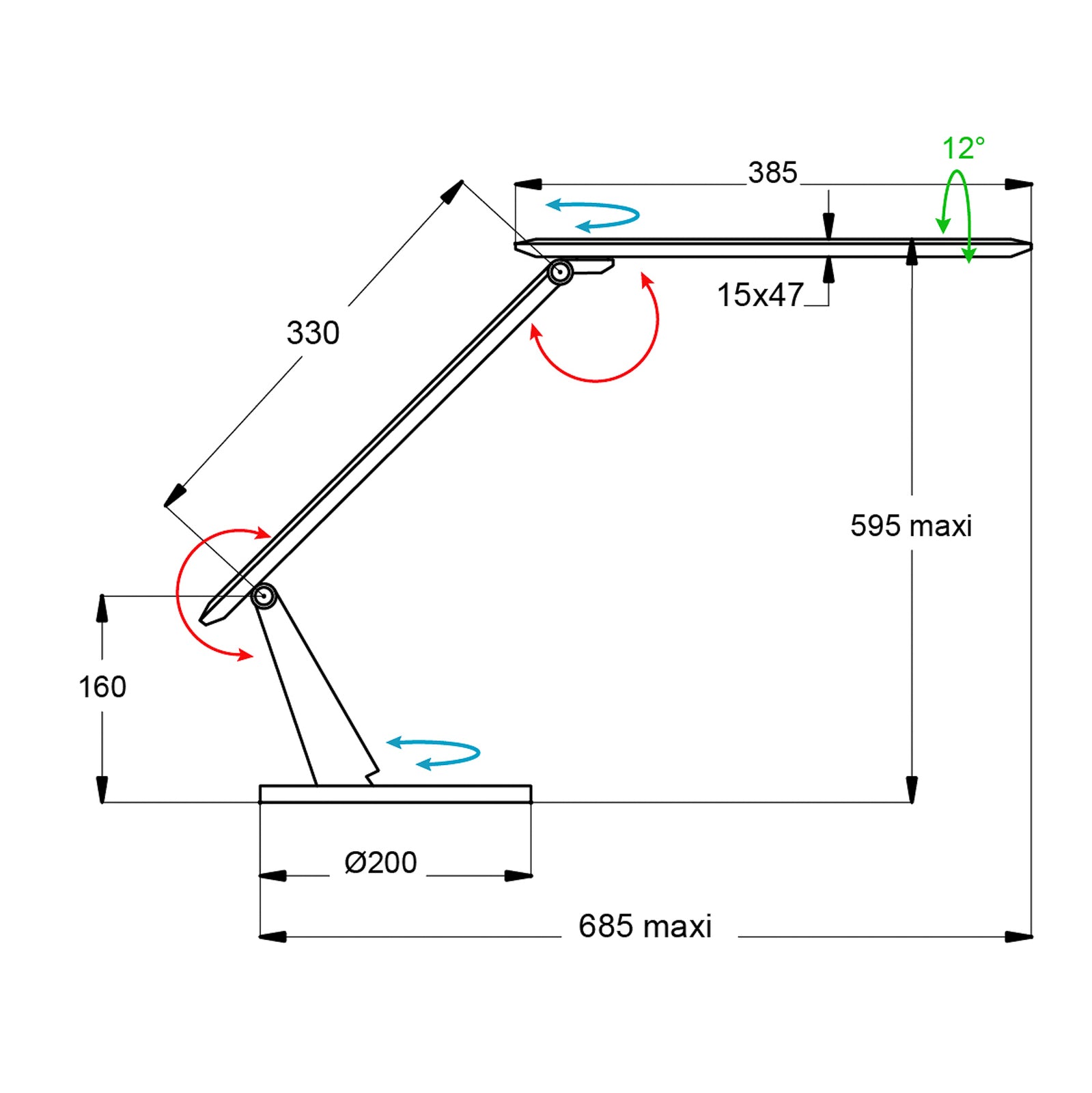 LED skrivebordslampe Zig dimbar CCT svart matt 10W montert på skrivebord