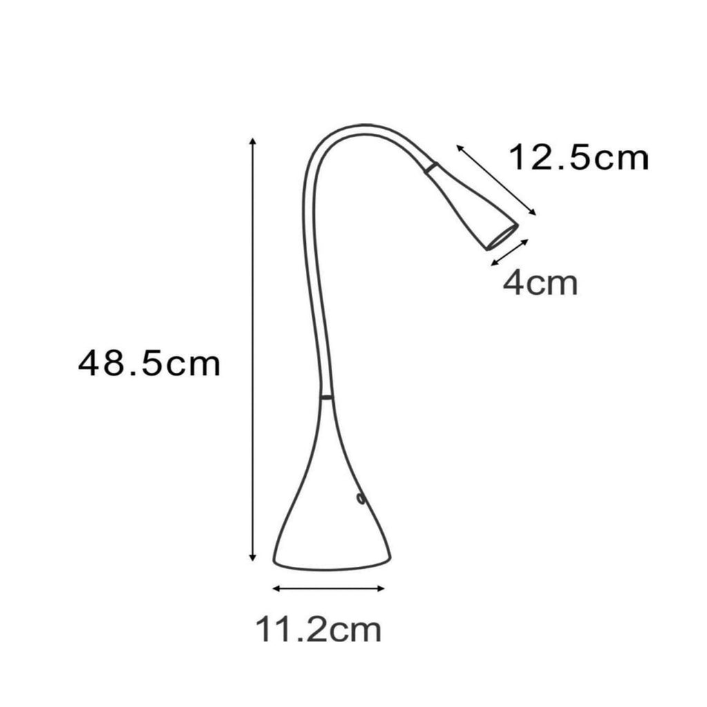 LED skrivebordslampe Zozy hvit dimbar fleksarm detalj av arm