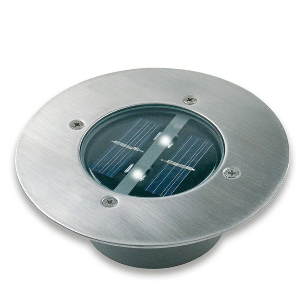 Detaljbilde av LED solcelle bakkespot Lugo rustfritt stål Ø14 cm