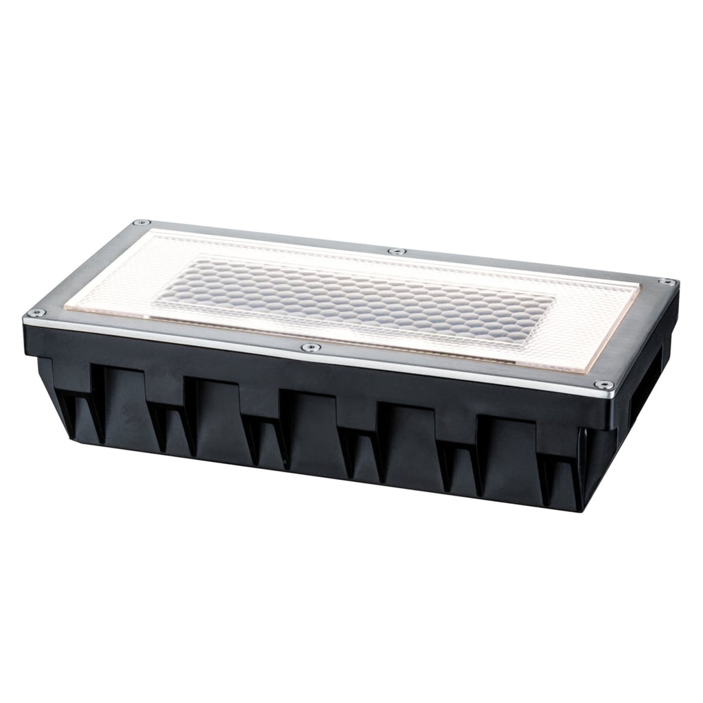 LED solcelle-bakkespot Solar Box rustfritt stål 20x10 cm bakside