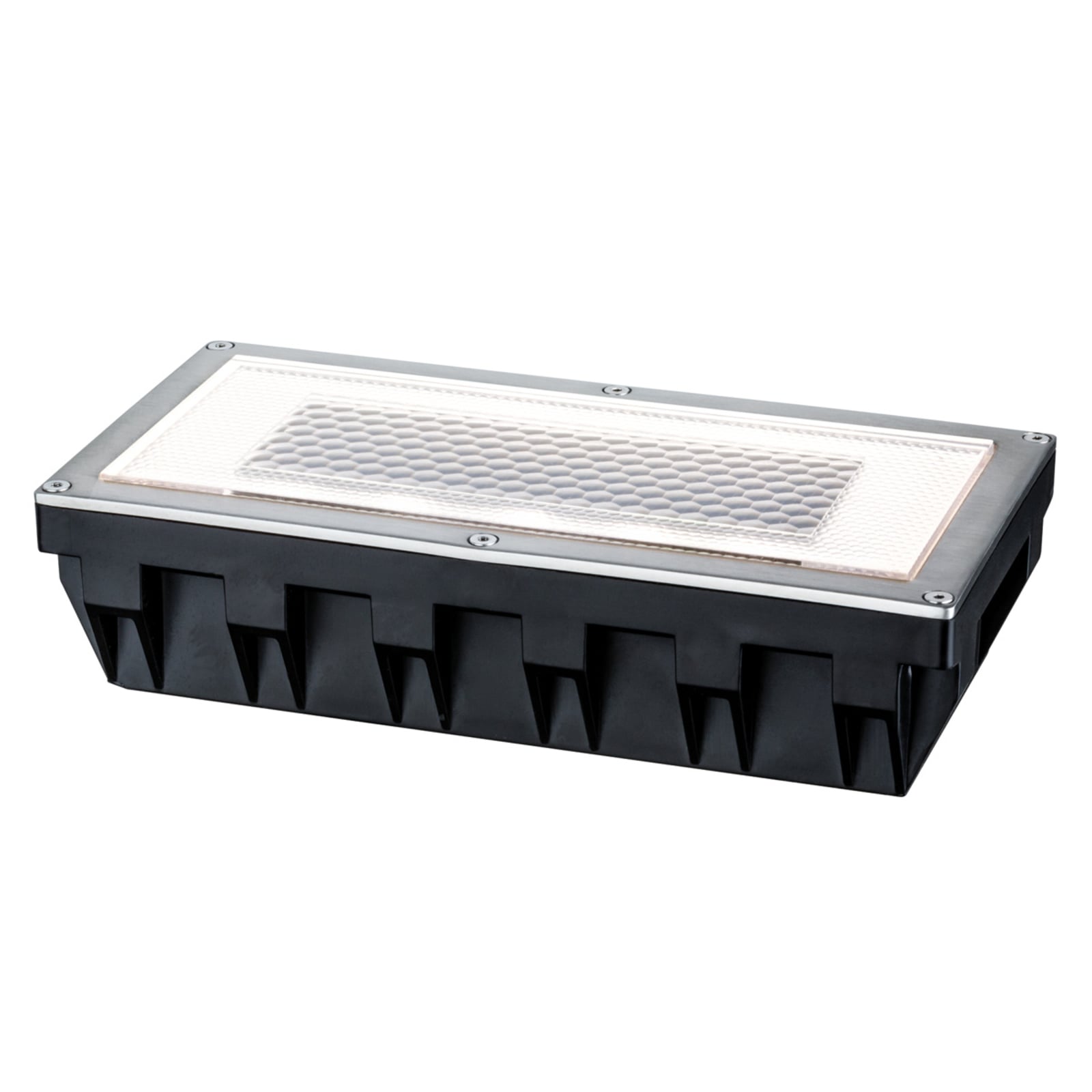 LED solcelle-bakkespot Solar Box rustfritt stål 20x10 cm bakside