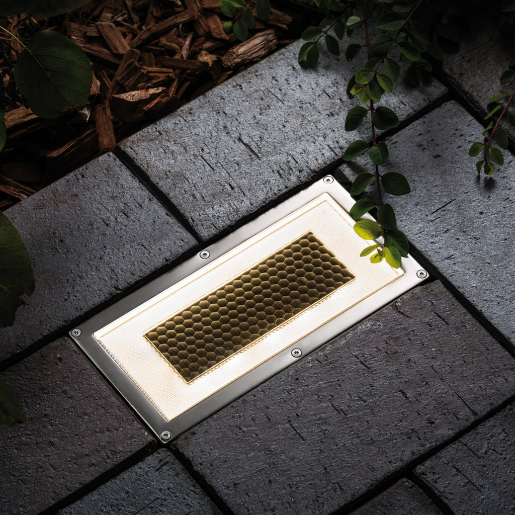 LED solcelle-bakkespot Solar Box rustfritt stål 20x10 cm detalj