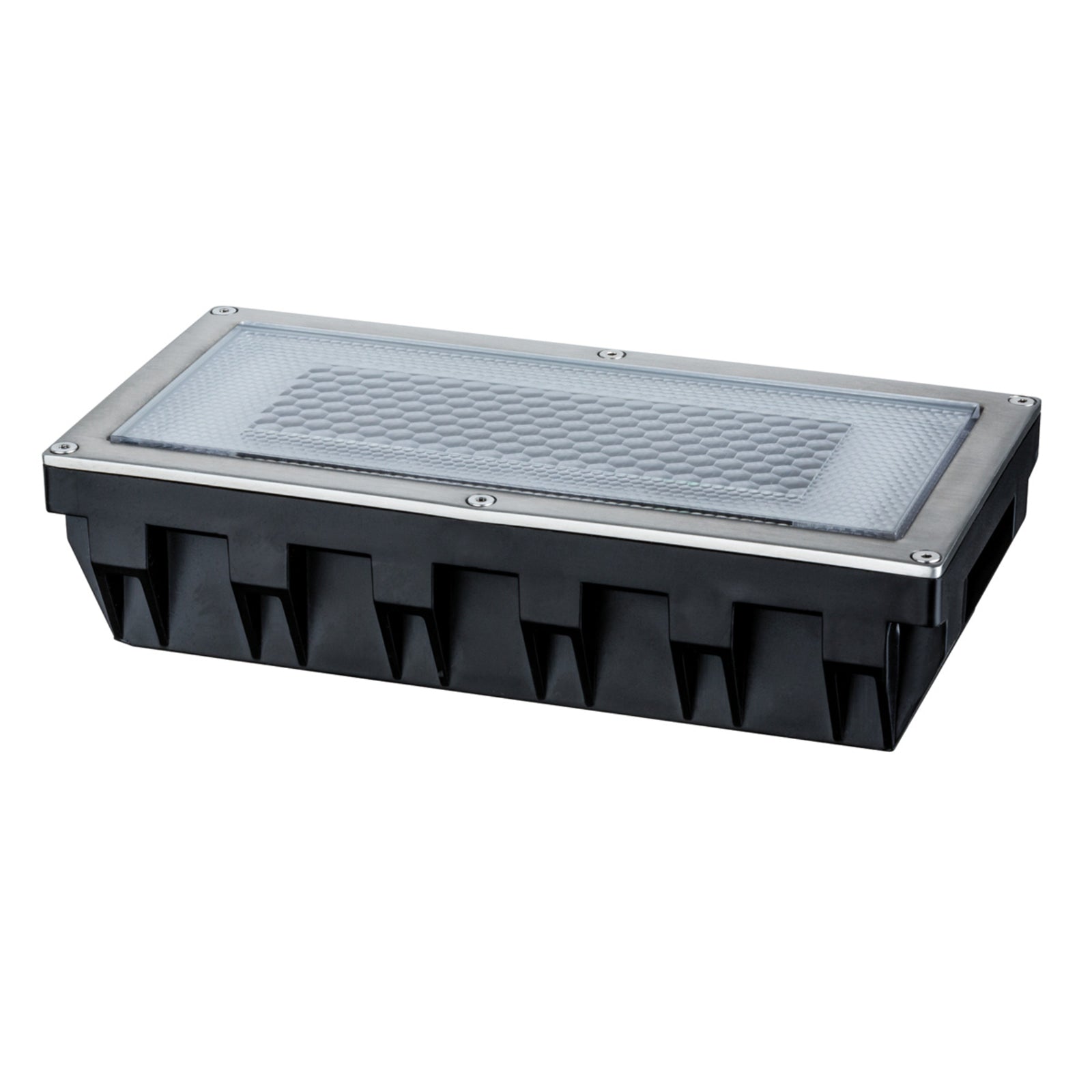 LED solcelle-bakkespot Solar Box rustfritt stål 20x10 cm montert