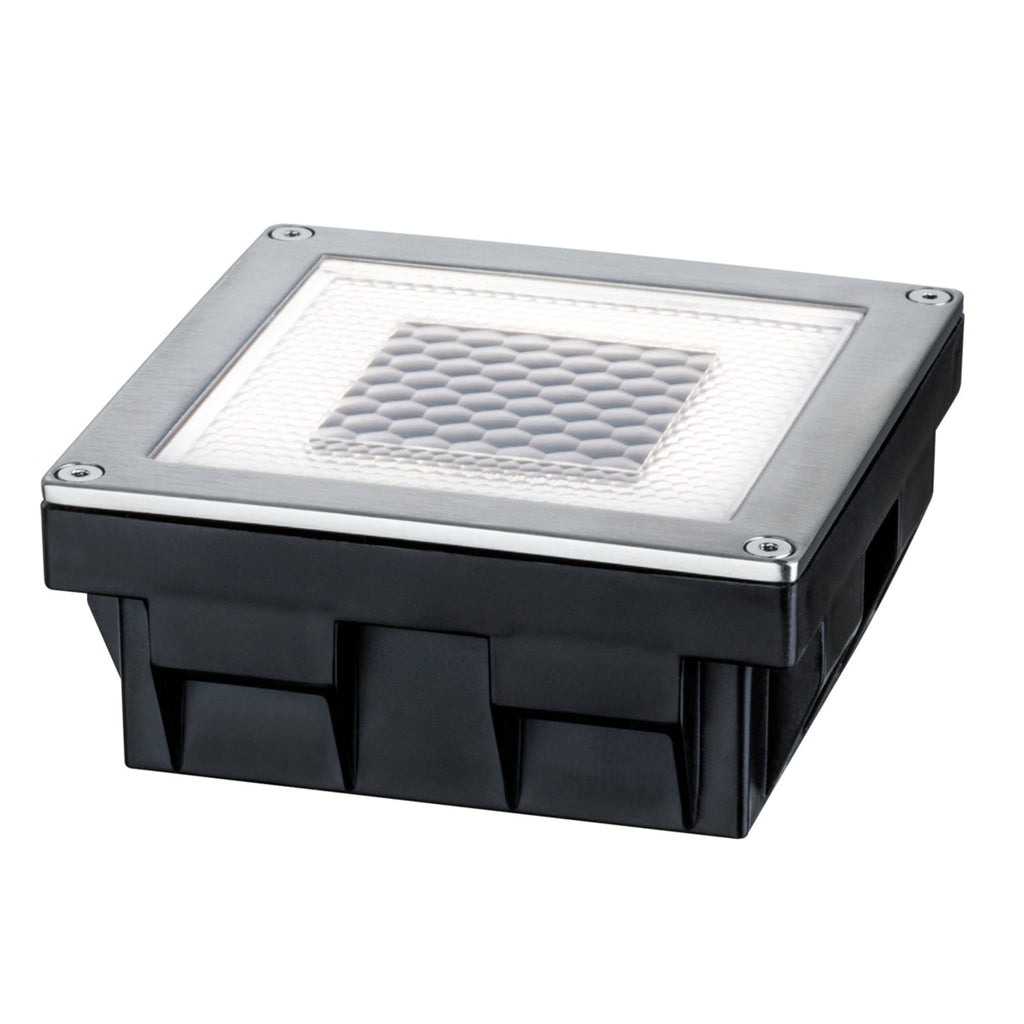 LED solcelle-bakkespot Solar Cube rustfritt stål bakside