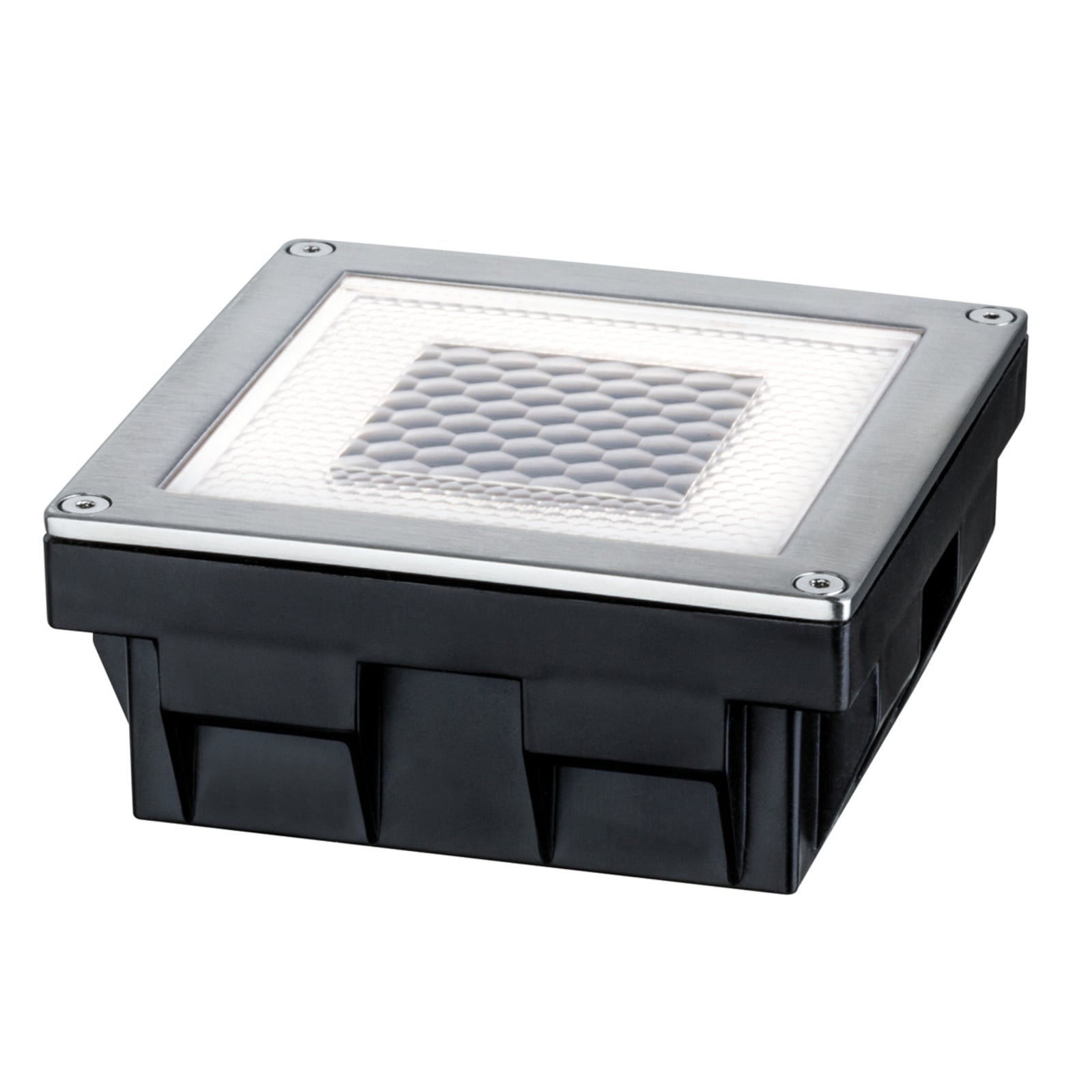 LED solcelle-bakkespot Solar Cube rustfritt stål bakside