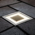 LED solcelle-bakkespot Solar Cube rustfritt stål forfra