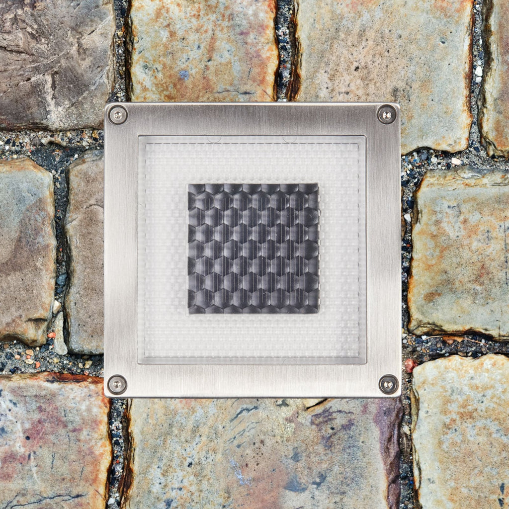 LED solcelle-bakkespot Solar Cube rustfritt stål med solcellepanel