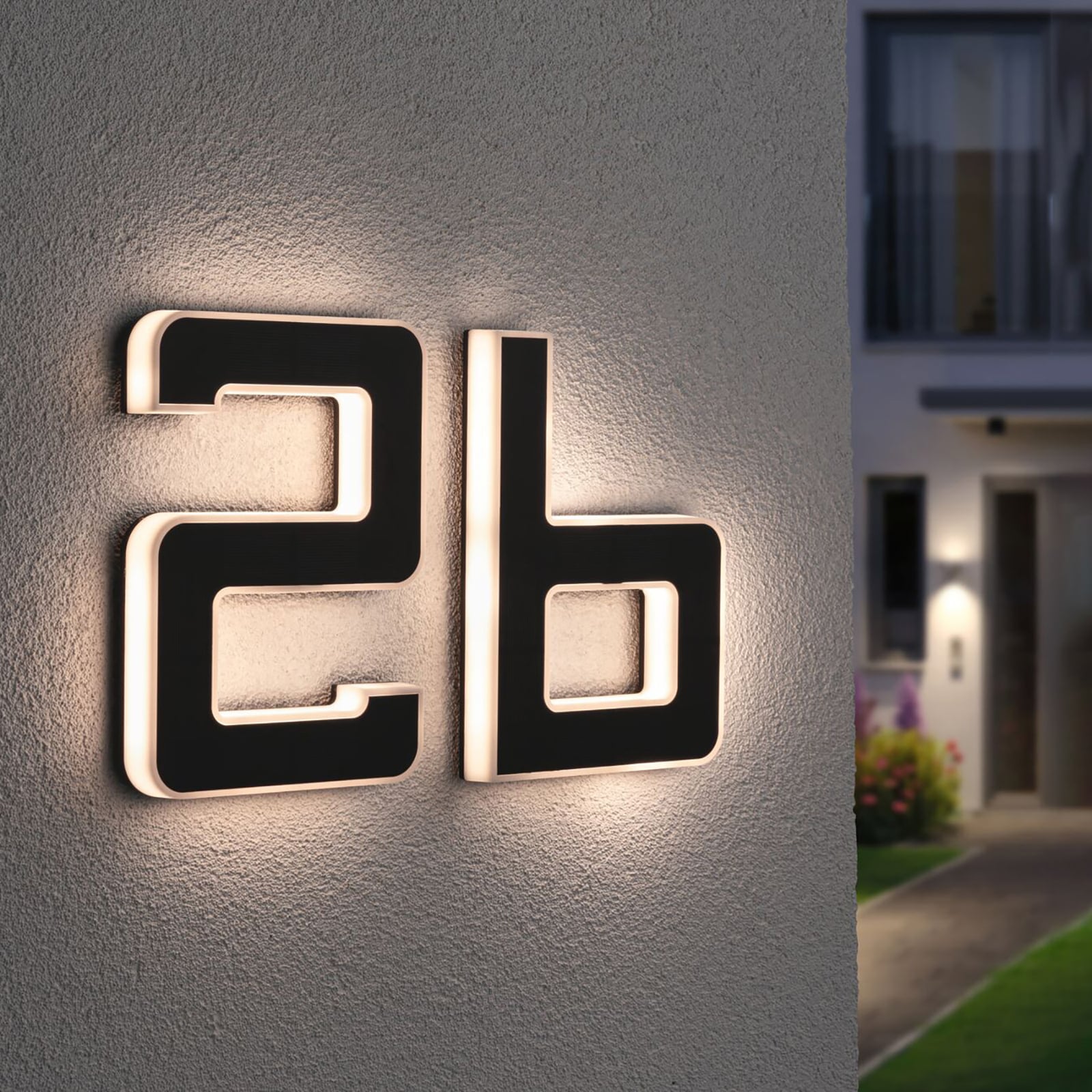 LED solcelle-bokstav b svart 3000K IP44 Paulmann detalj av lys