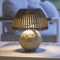 LED solcelle-bordlampe Alba granitt/teak dimbar IP66 forfra